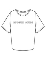 The Crop Tee - White - Hi Power - Center Chest & Back Stacked - Printed - Black
