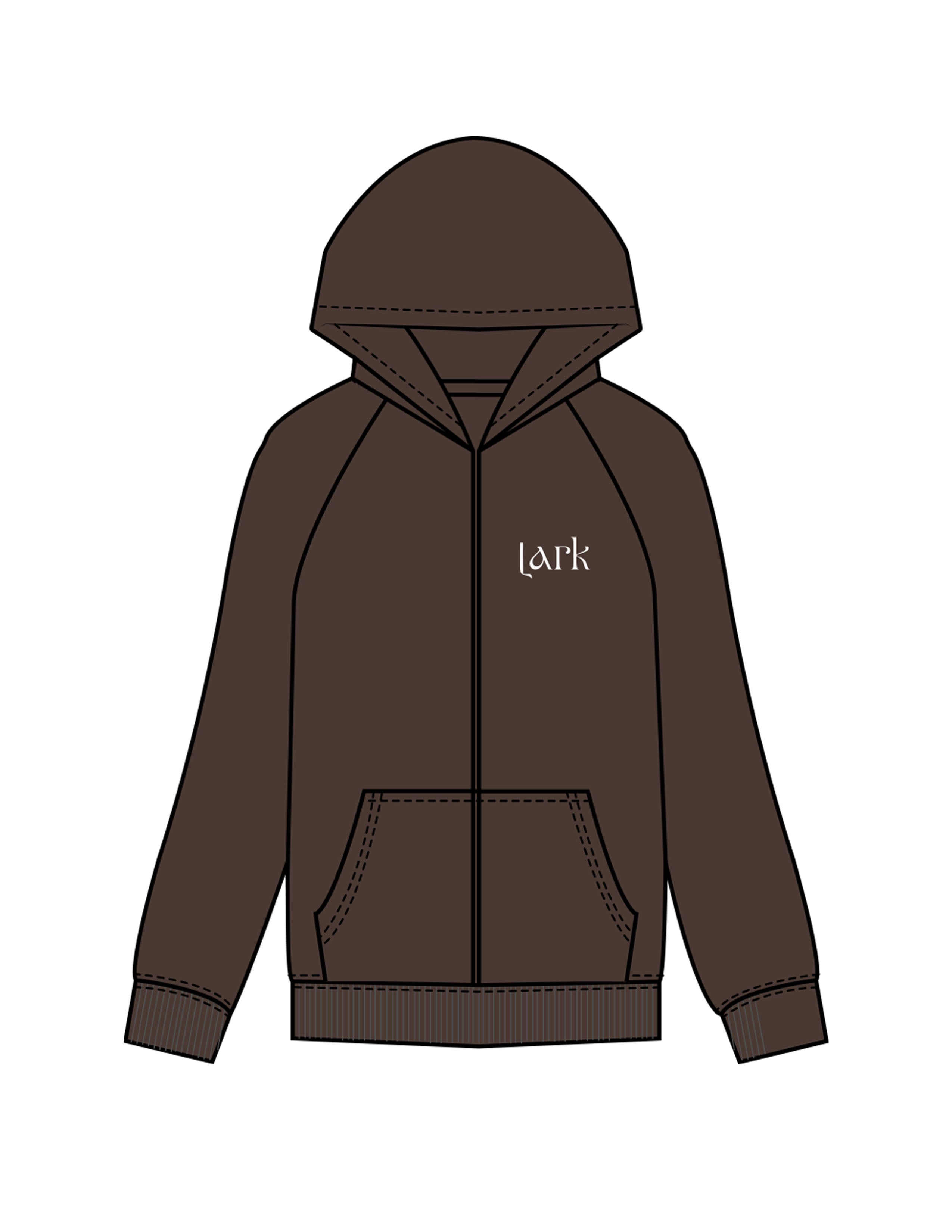 The Recycled Unisex Zip Hoodie - Brown - Pure Movement LARK - Left Chest & Back Stacked - Printed - Almond