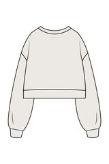 The Womens Crop Crewneck - Bone - Studio Lagree - Left Chest Round & Back Neckline - Printed - Tone on Tone