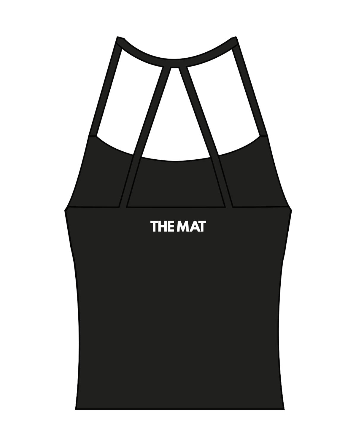 The Womens Sporty Tank - Black - MAT - Center Back - Printed - White