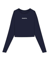 The Micro Rib Crop Long Sleeve - Navy - Mantra - Center Chest "MANTRA" - Printed - White