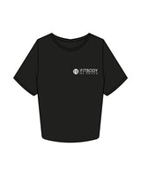 The Crop Tee - Black - Fitbody - Left Chest Stacked & Back Center "COACH" - White