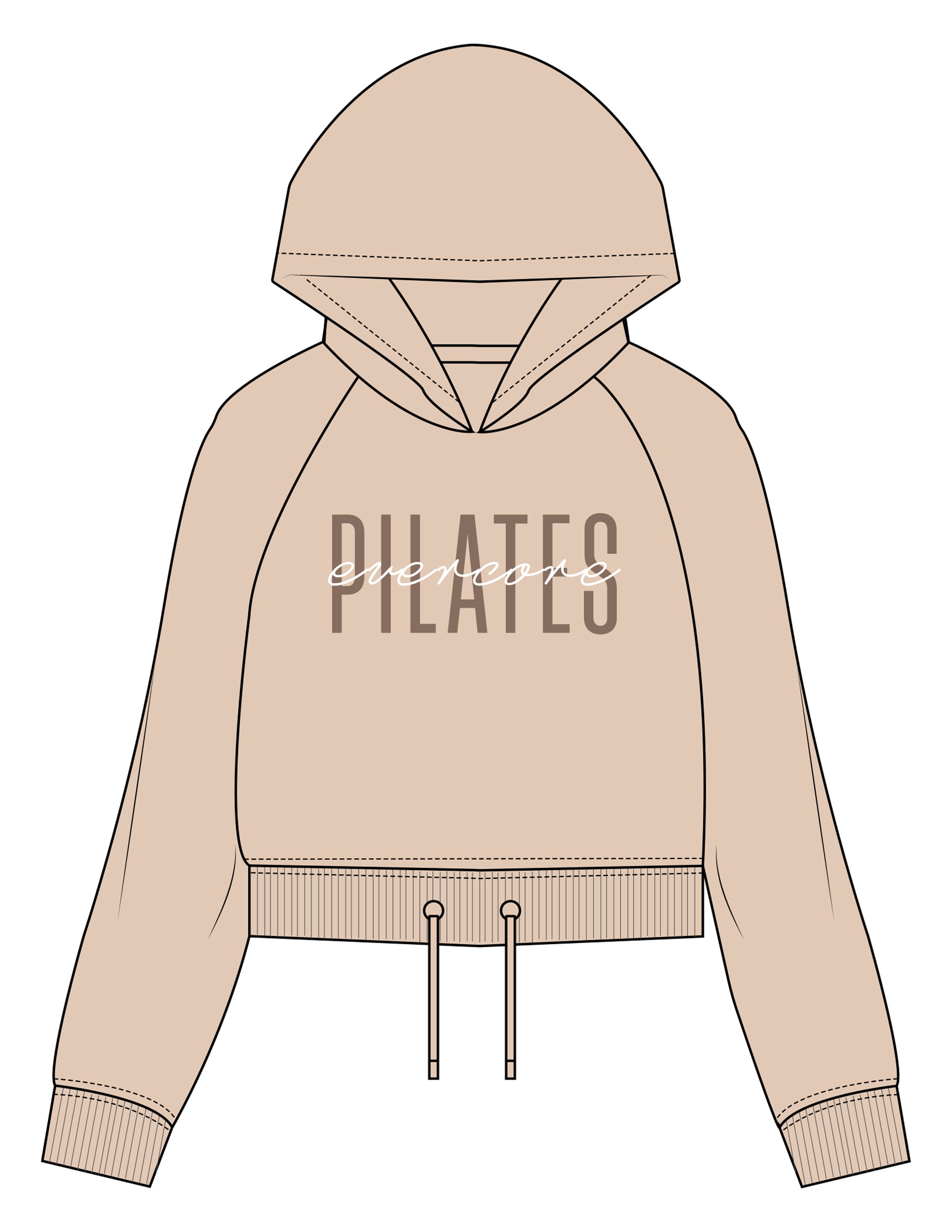 The Cropped Drawstring Hoodie - Nude - Center Chest - Printed - Full Color