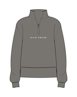 The Mens 1/4 Zip - Washed Gray - HiLo - Center Chest - Printed - White