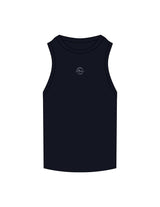 The Ribbed Full Length Tank - Navy - Coastal Movement - Center Chest - Embroidered - White