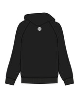 The Womens Classic Hoodie - Black - Krista - Center Chest Stacked & Back Center - White