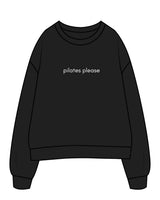 The Womens Crewneck - Black - Pilates by Nix - Center Chest - Embroidered - Back Center - Smiley W/ Heart Eyes - Printed - White