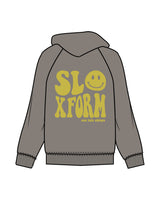 The Womens Hoodie - Washed Gray - Slo x Form - Left Chest & Back Stacked - Printed - Yellow Green