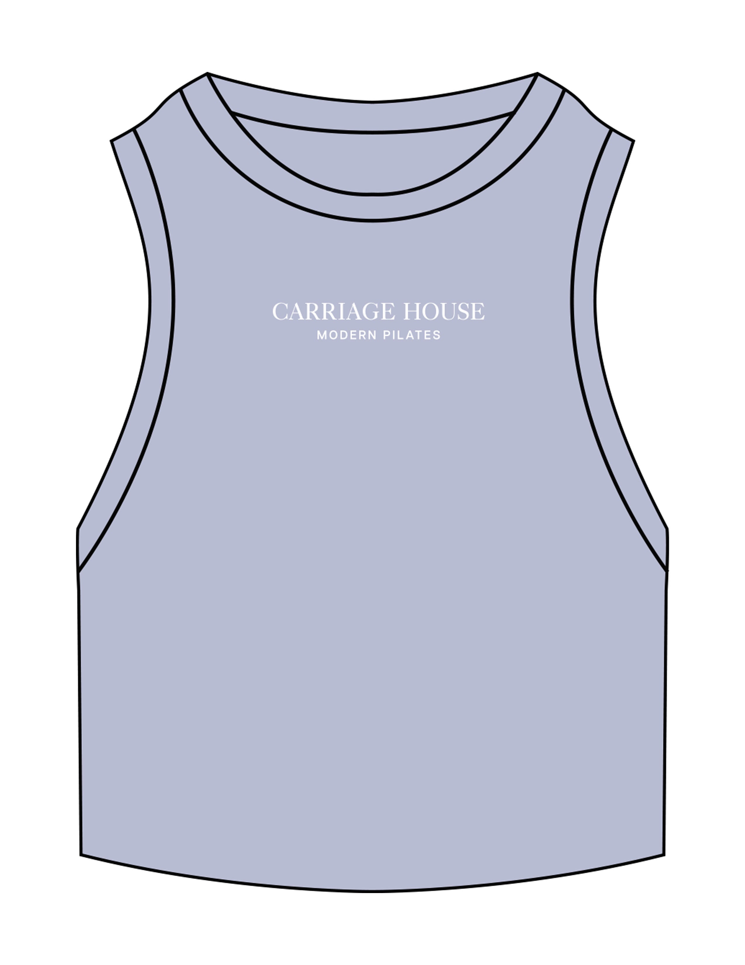 The Ribbed Crop Tank - Powder - Carriage House - Center Chest Stacked - Embroidered - White