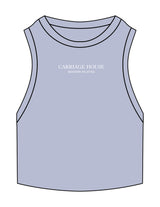 The Ribbed Crop Tank - Powder - Carriage House - Center Chest Stacked - Embroidered - White