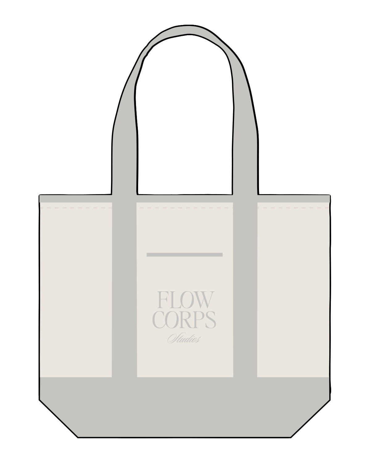 The Contrast Tote Bag - Natural / Natural - Flowcorps - Front Center Stacked - Tone on Tone