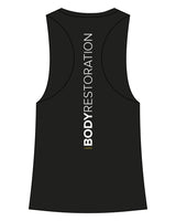 The Womens Full Length Tank - Black - Body Restoration - Bottom Left & Back Center Spine - Printed - Full Color
