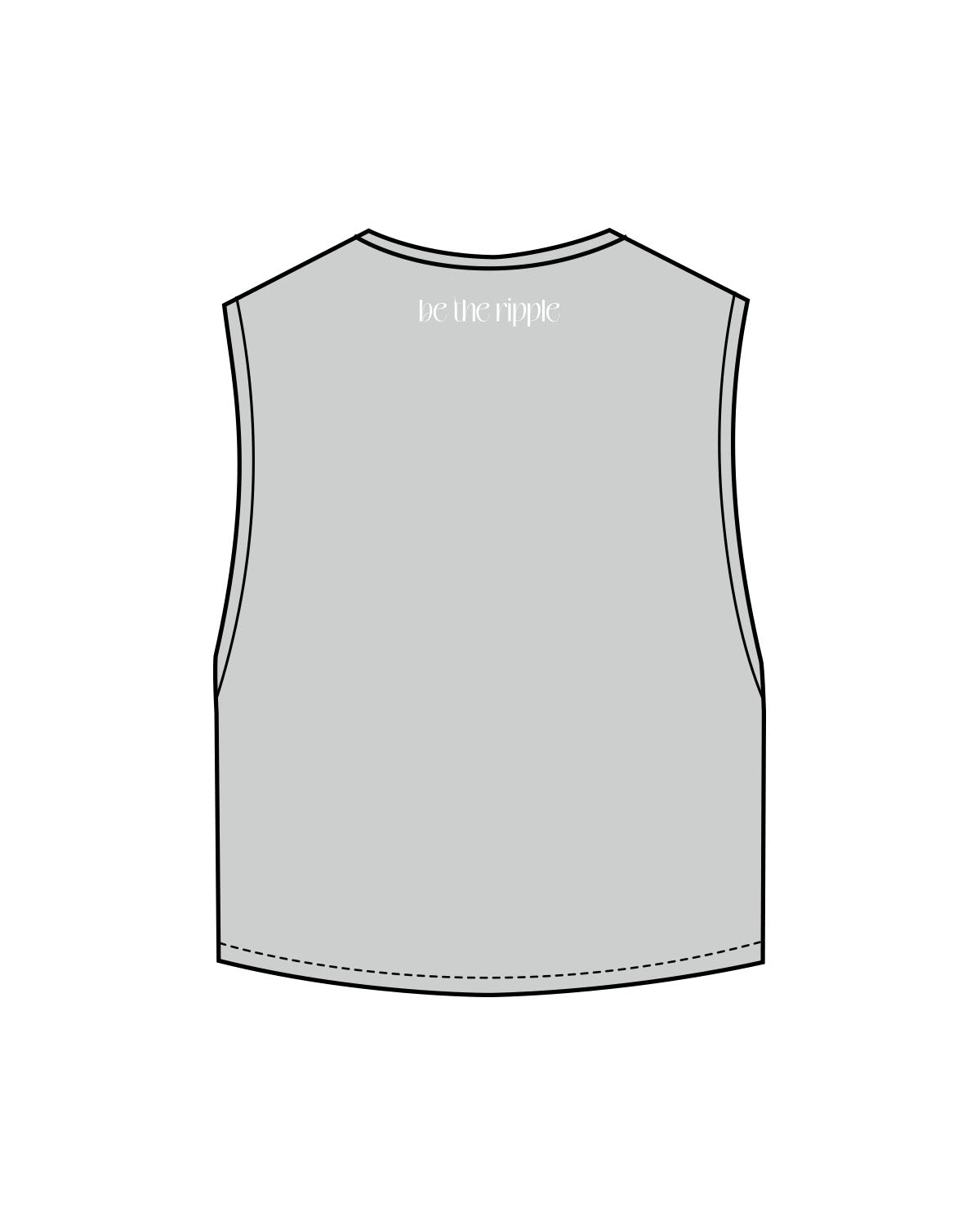 The Crop Muscle Tank - Storm - Barre Ripple - Left Chest & Back Neckline - Printed - White