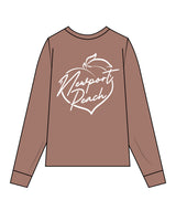 The Womens Oversized Long Sleeve - Clay - Newport Peach - Center Chest - White