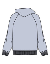 The Womens Hoodie - Powder - Pilates Practice - Center Chest Stacked - Printed - Blue