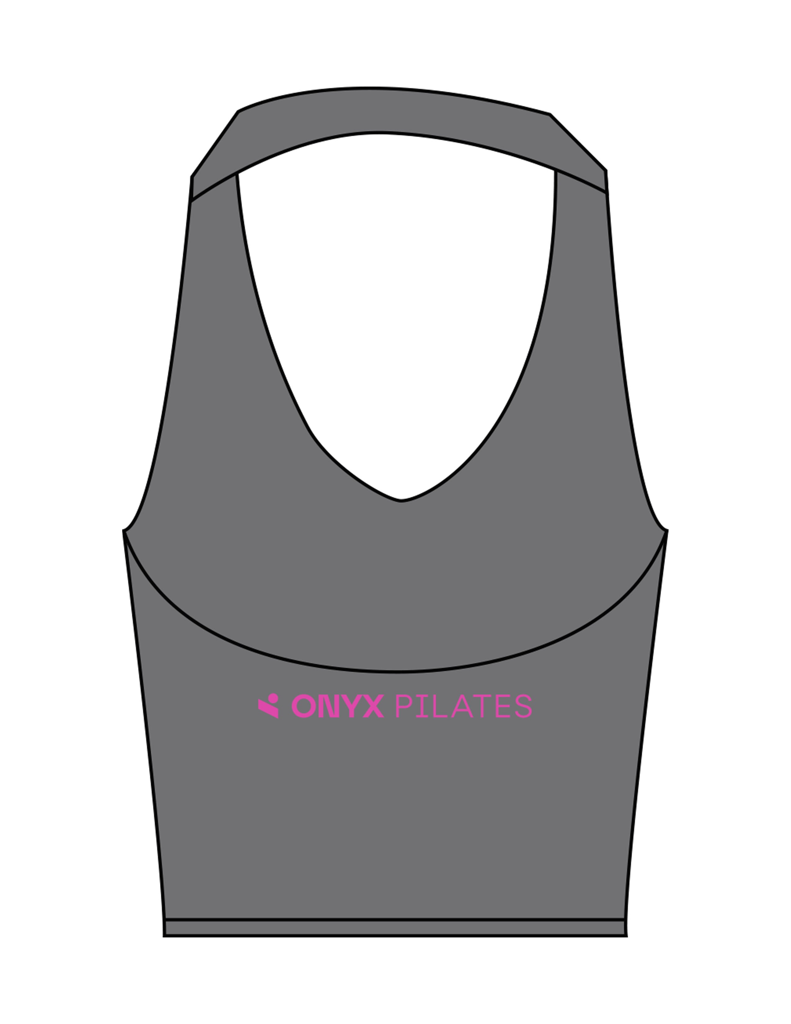 The Halter Tank - Grey - Onyx Fit - Left Chest & Center Back - Printed - Pink