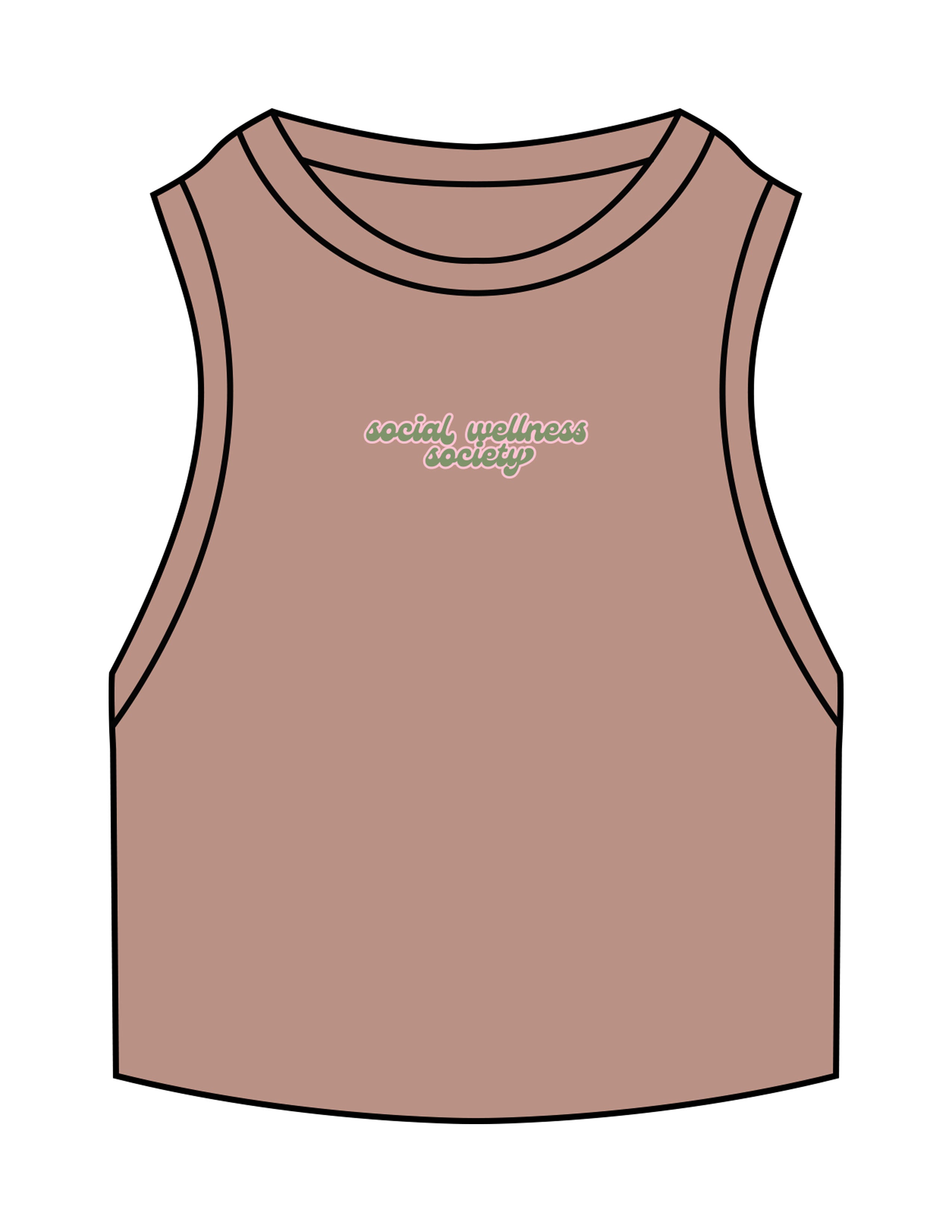 The Ribbed Crop Tank - Clay - SWS - Center Chest Stacked - Embroidered - Full Color