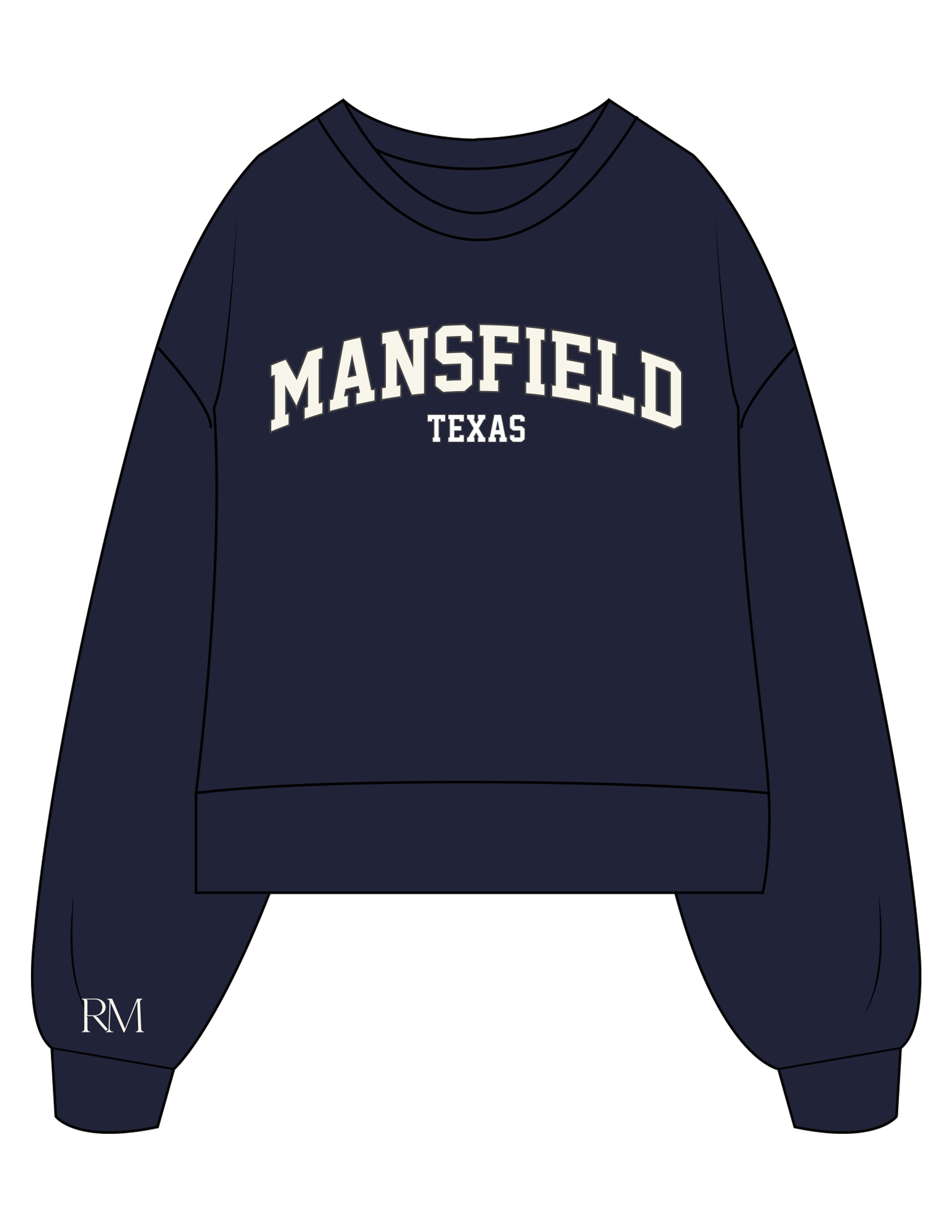 The Womens Heavyweight Crop - Navy - Refined Movement - Center Chest Stacked & Right Sleeve - Printed - Full Color