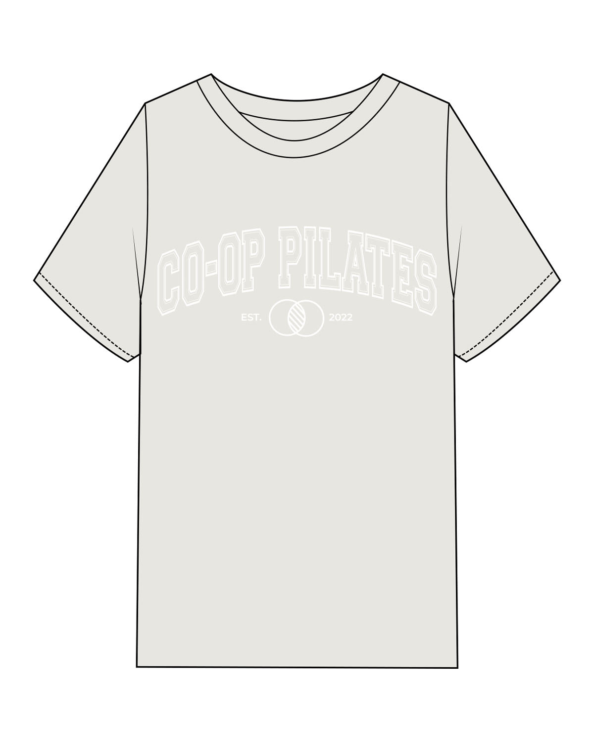 The Mens Heavyweight Tee - Washed Bone - Co-Op Pilates - Center Chest est- Printed - White