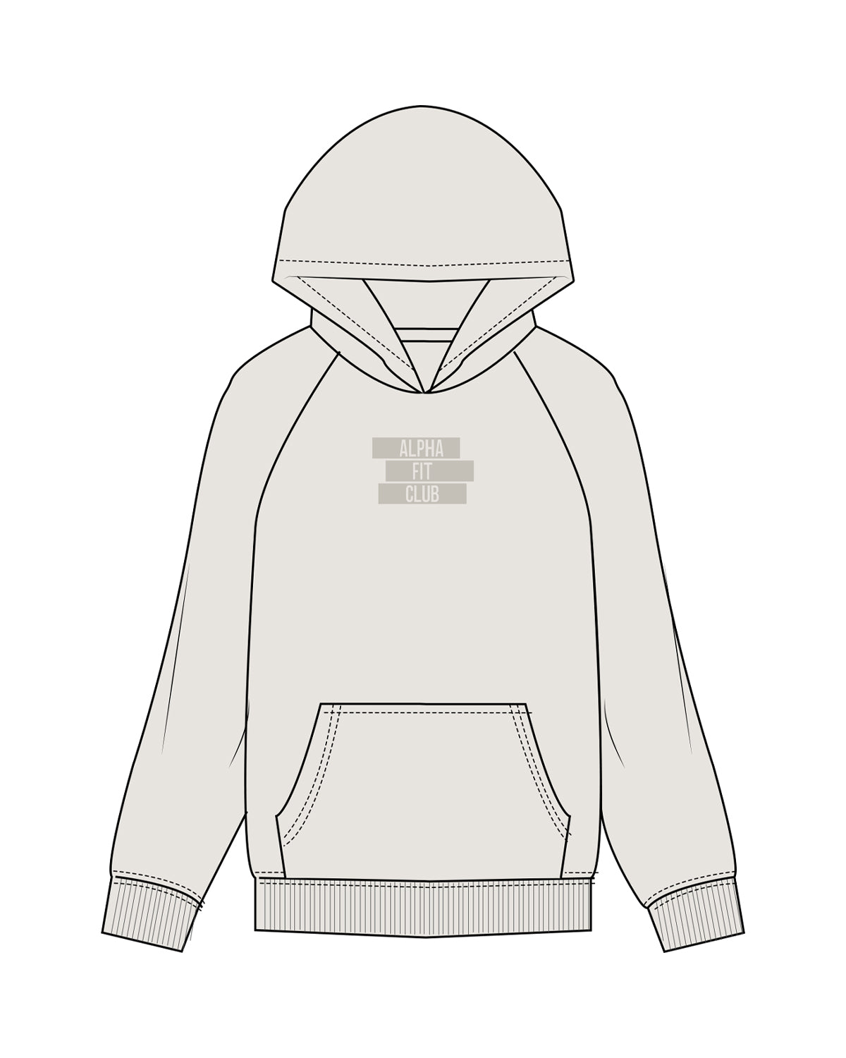 The Womens Hoodie - Washed Bone - Alpha Fit - Center Chest Stacked - Tone on Tone