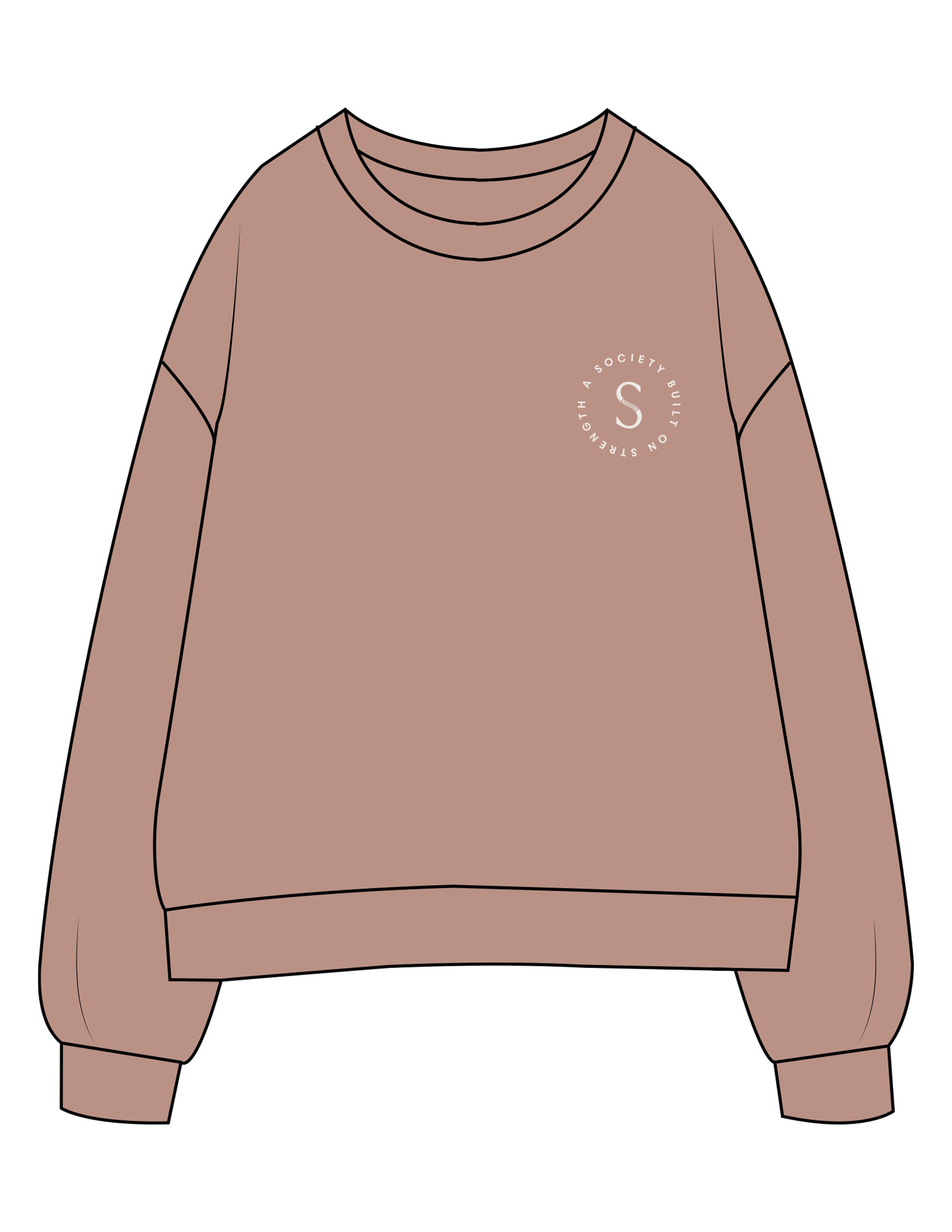 The Womens Crewneck - Clay - SCULPTED SOCIETY - Left Chest Round - Printed - Bone