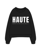 The Classic Crewneck - Black - Haute Barre - Center Chest Stacked - White