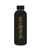 The Water Bottle - Black - SCULPTED - Front Text Vertical - Bronze