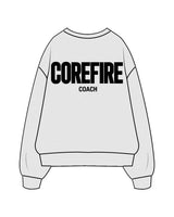 The Mens Crewneck - White Heather - Corefire - Center Chest & "COACH" Back Center Stacked - Black