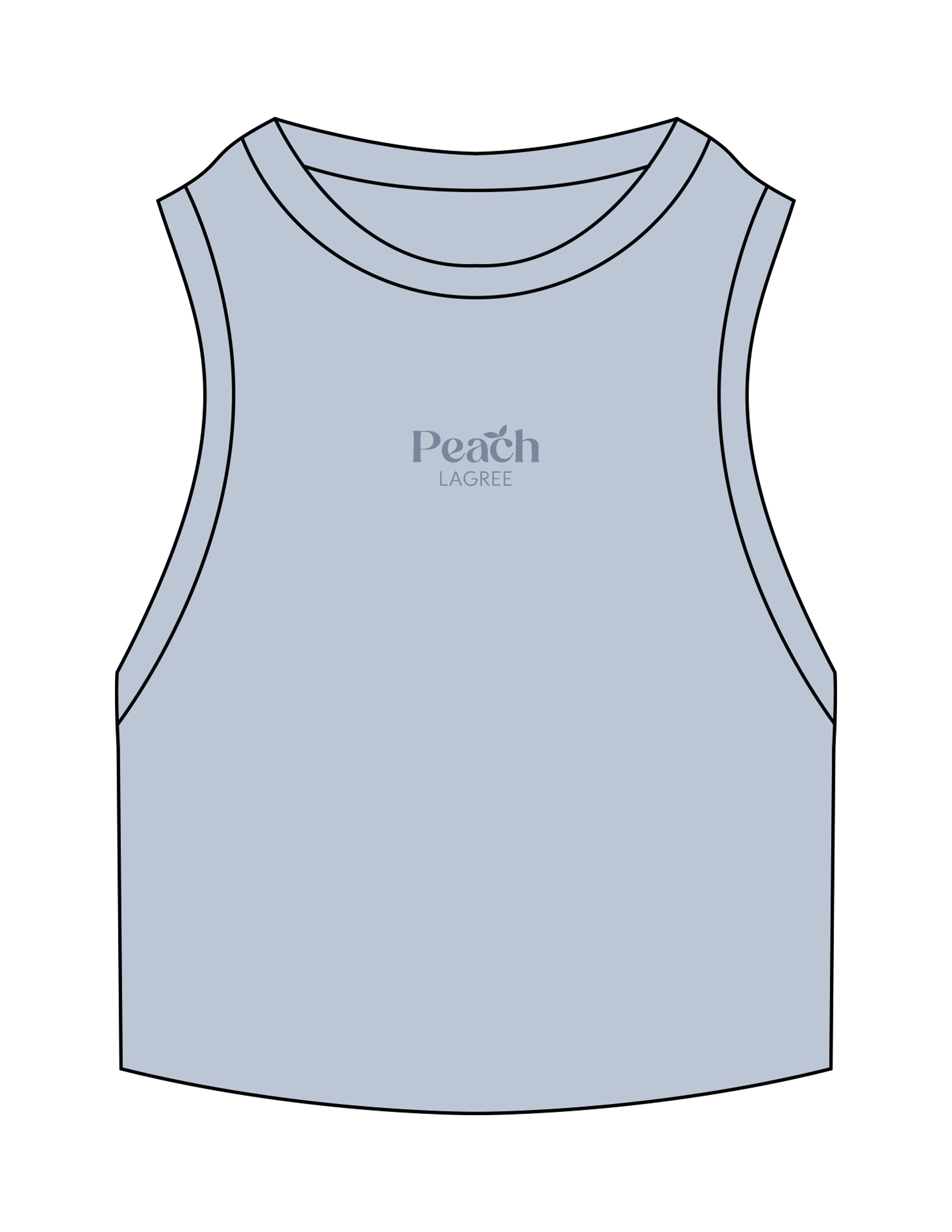 The Ribbed Crop Tank - Powder - Peach F.L - Center Chest Stacked - Embroidered - Tone on Tone