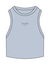 The Ribbed Crop Tank - Powder - Peach F.L - Center Chest Stacked - Embroidered - Tone on Tone
