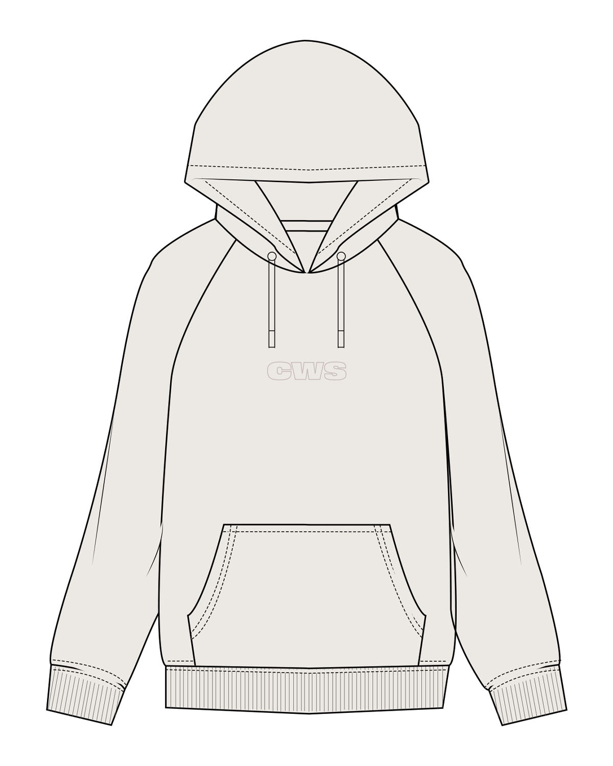 The Mens Heavyweight Hoodie - Bone - C Wickson - Center Chest - Embroidered - Tone on Tone