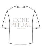 The Oversized Crop Tee - White - Core Ritual - Left Chest & Back Center NJ - Bone