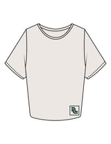 The Crop Tee - Bone - Fase Lagree - Front Bottom & Back Neckline - Printed - Evergreen