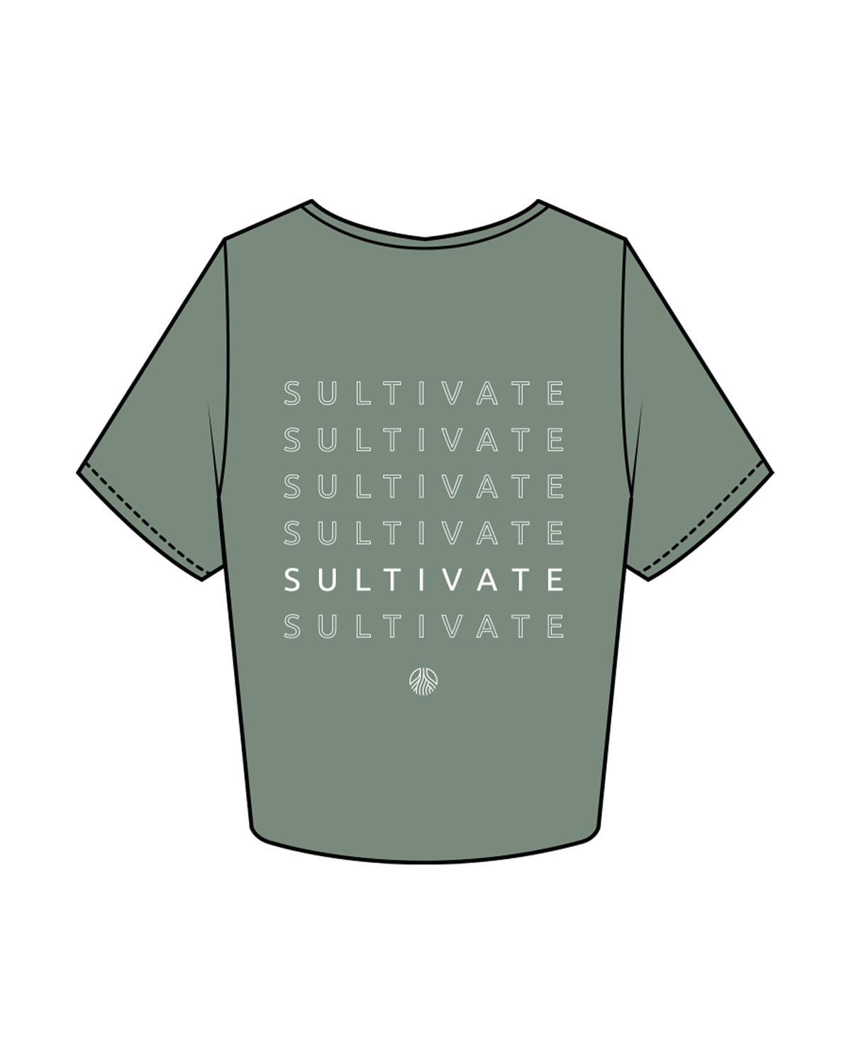The Crop Tee - Sage - Sultivate - Center Chest & Center Back Logo - Printed - White