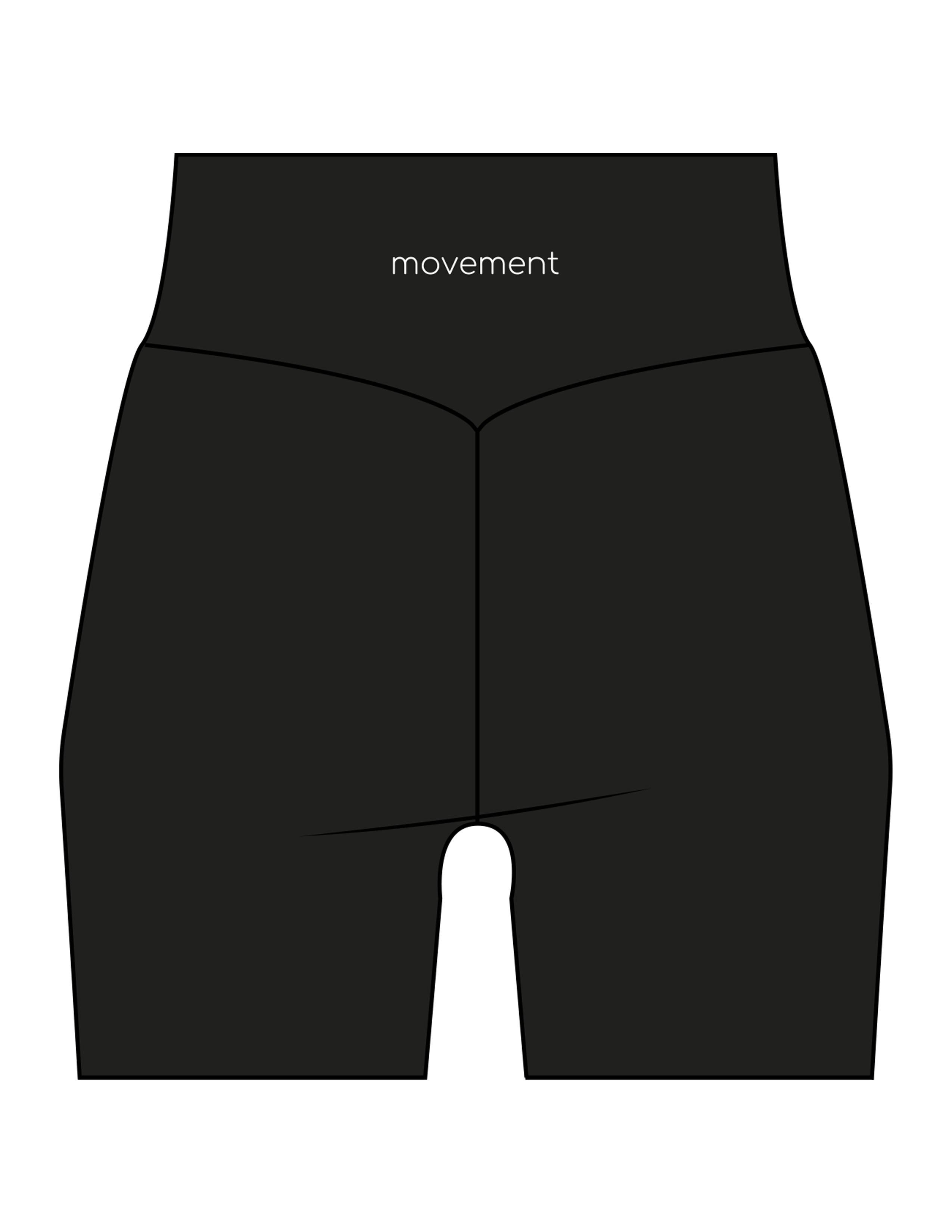 The Basic Short - Black - Movement Pilates Buffalo - Back Waistline - Printed - White
