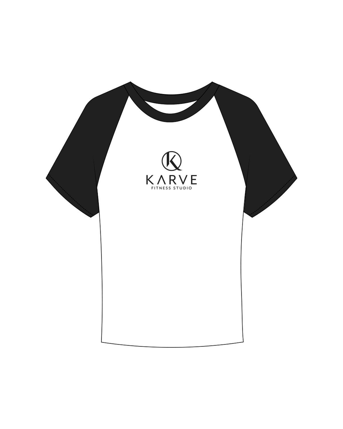 The Micro Rib Baby Tee - White / Black - Karve - Center Chest Stacked Logo - Printed - Black