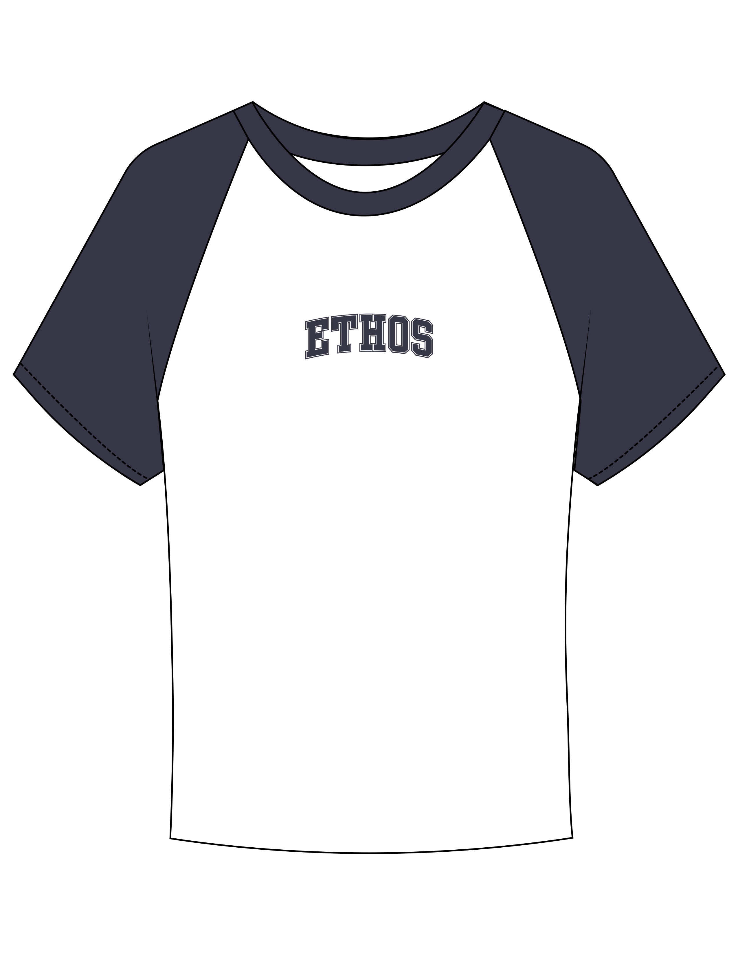 The Micro Rib Baby Tee - White / Navy - ETHOS Q3 PHOTOSHOOT - Center Chest - Printed - Navy
