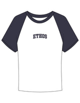 The Micro Rib Baby Tee - White / Navy - ETHOS Q3 PHOTOSHOOT - Center Chest - Printed - Navy