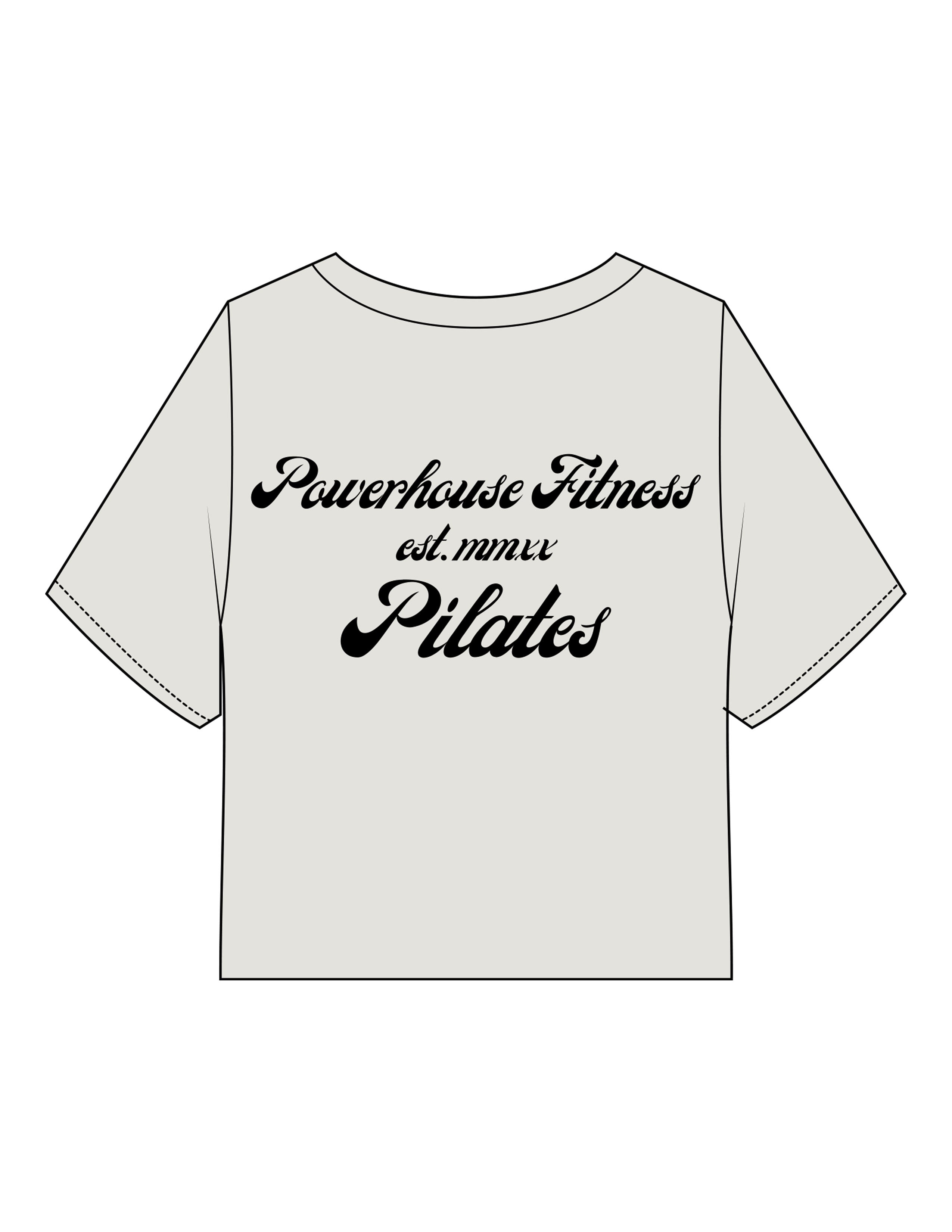 The Heavyweight Crop Tee - Washed Bone - Powerhouse Fitness - Left Chest & Back Stacked - Printed - Black