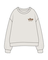 The Womens Crewneck - Washed Bone - Vibe MVMT - Left Chest Stacked - Embroidered - Brown