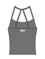 The Womens Sporty Tank - Grey - Vibe MVMT - Center Back Stacked - Printed - White