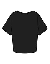 The Crop Tee - Black - Drench - Front Lower Left - Printed - Periwinkle