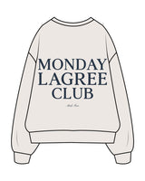 The Womens Crewneck - Bone - M4Lagree - Left Chest & Center Back Stacked - Embroidered - Navy
