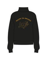 The Womens 1/4 Zip - Black - Megafit House - Left Chest Stacked & Back Image - Printed - Gold