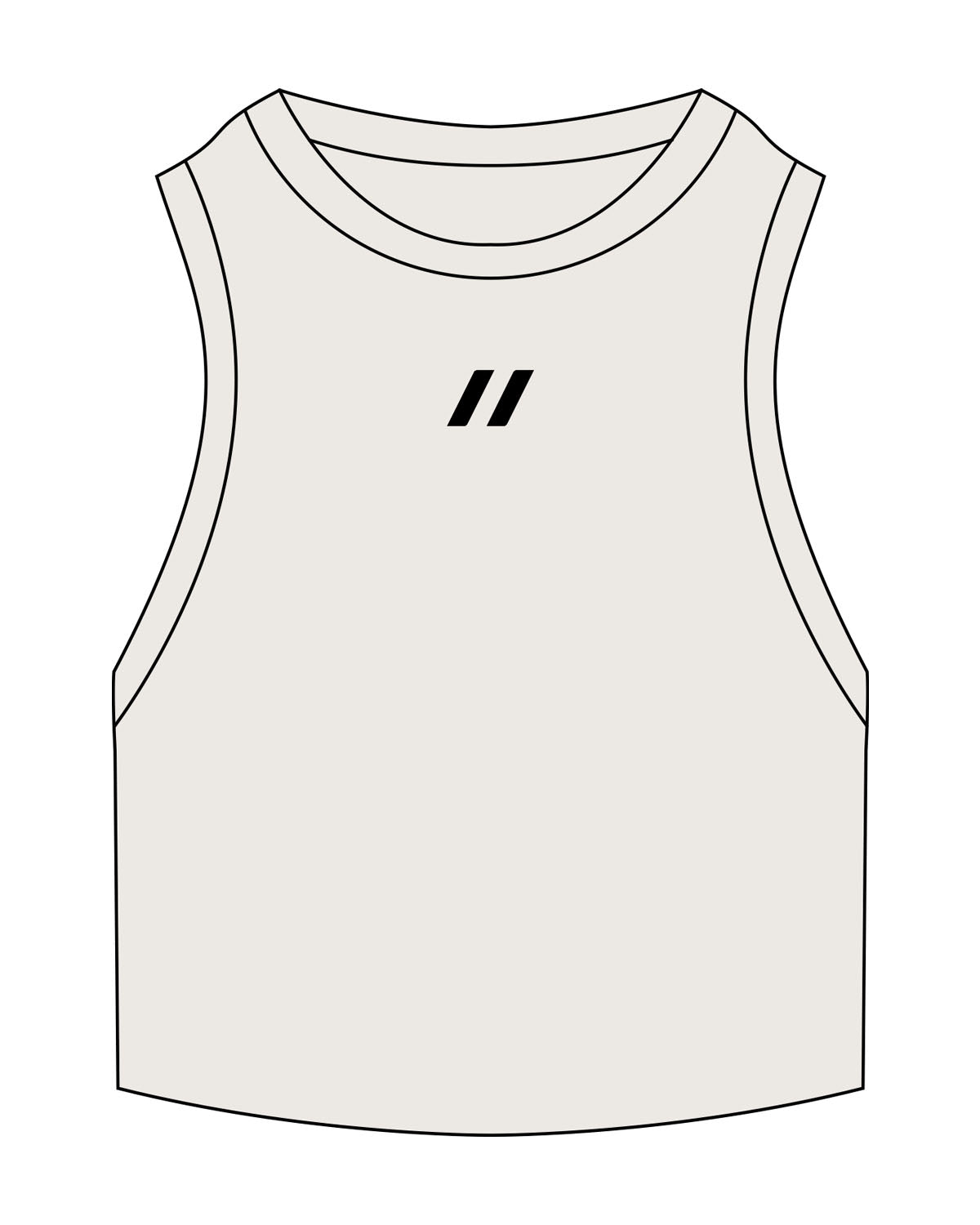 The Ribbed Crop Tank - Bone - Hustl Athletic - Center Chest - Embroidered - Black