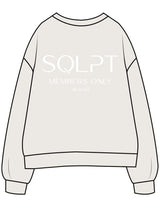 The Womens Crewneck - Bone - SQLPT Pilates - Left Chest Embroidered Tone on Tone & Back Stacked Printed White