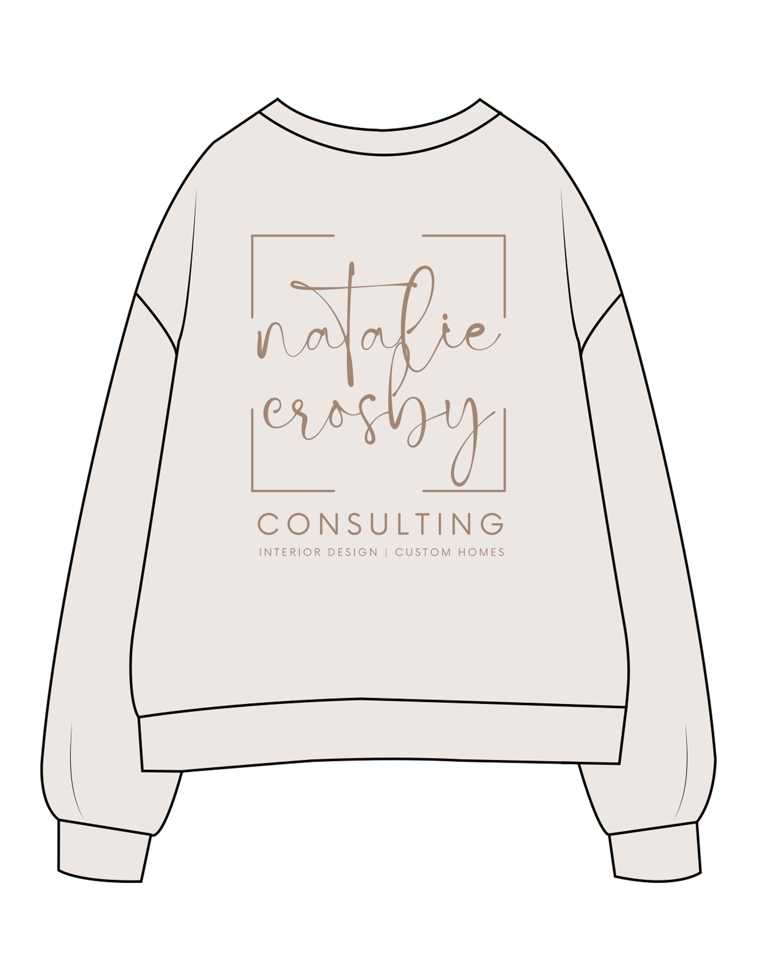 The Womens Crewneck - Bone - Natalie Crosby Consulting - Left Chest & Back Stacked - Printed - Brown