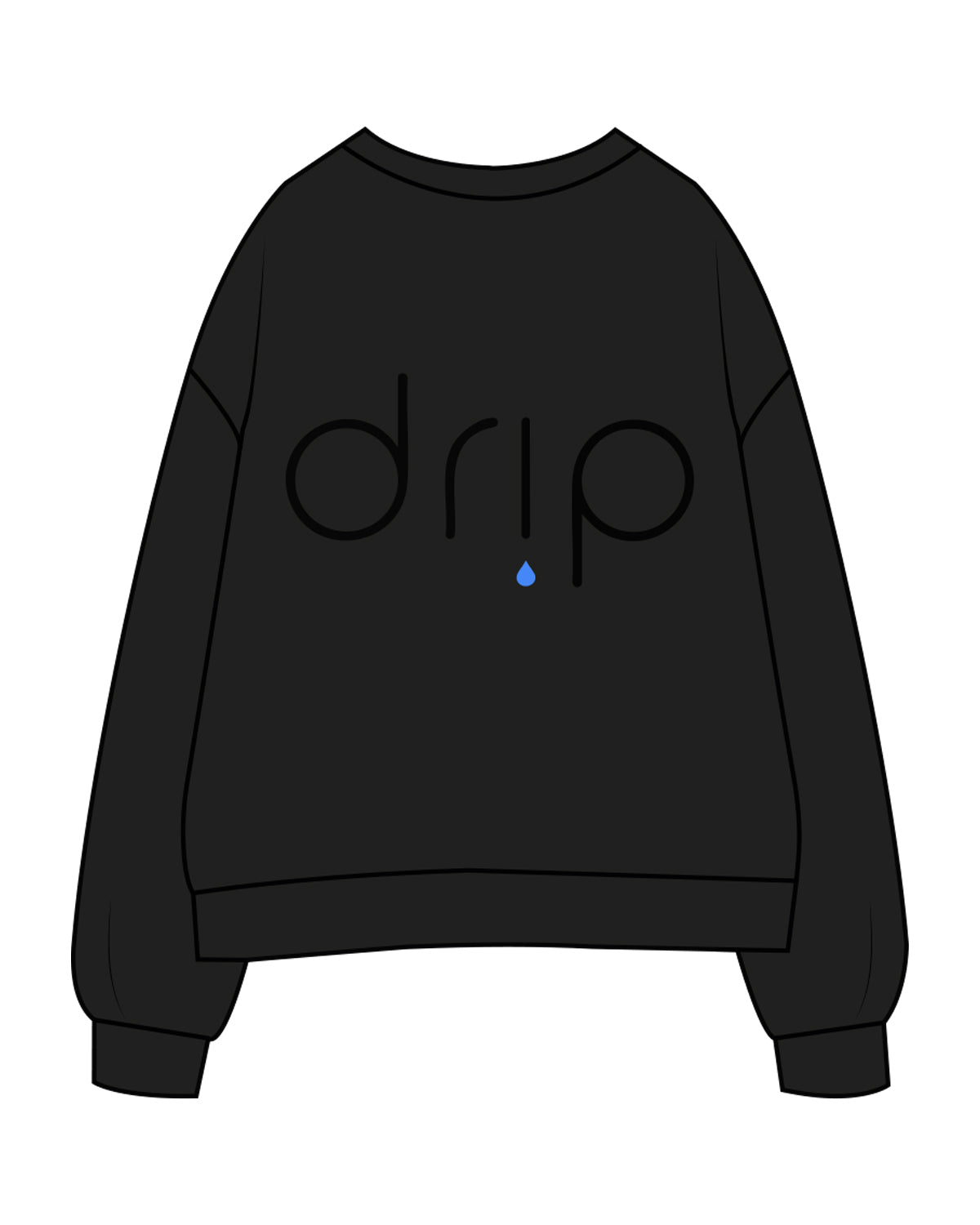 The Mens Crewneck - Black - Drip - Left Chest & Center Back - Full Color / Black