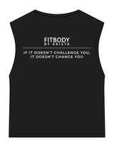 The Womens Classic Crop Tank - Black - Krista - Left Chest & Back Stacked - Printed - White