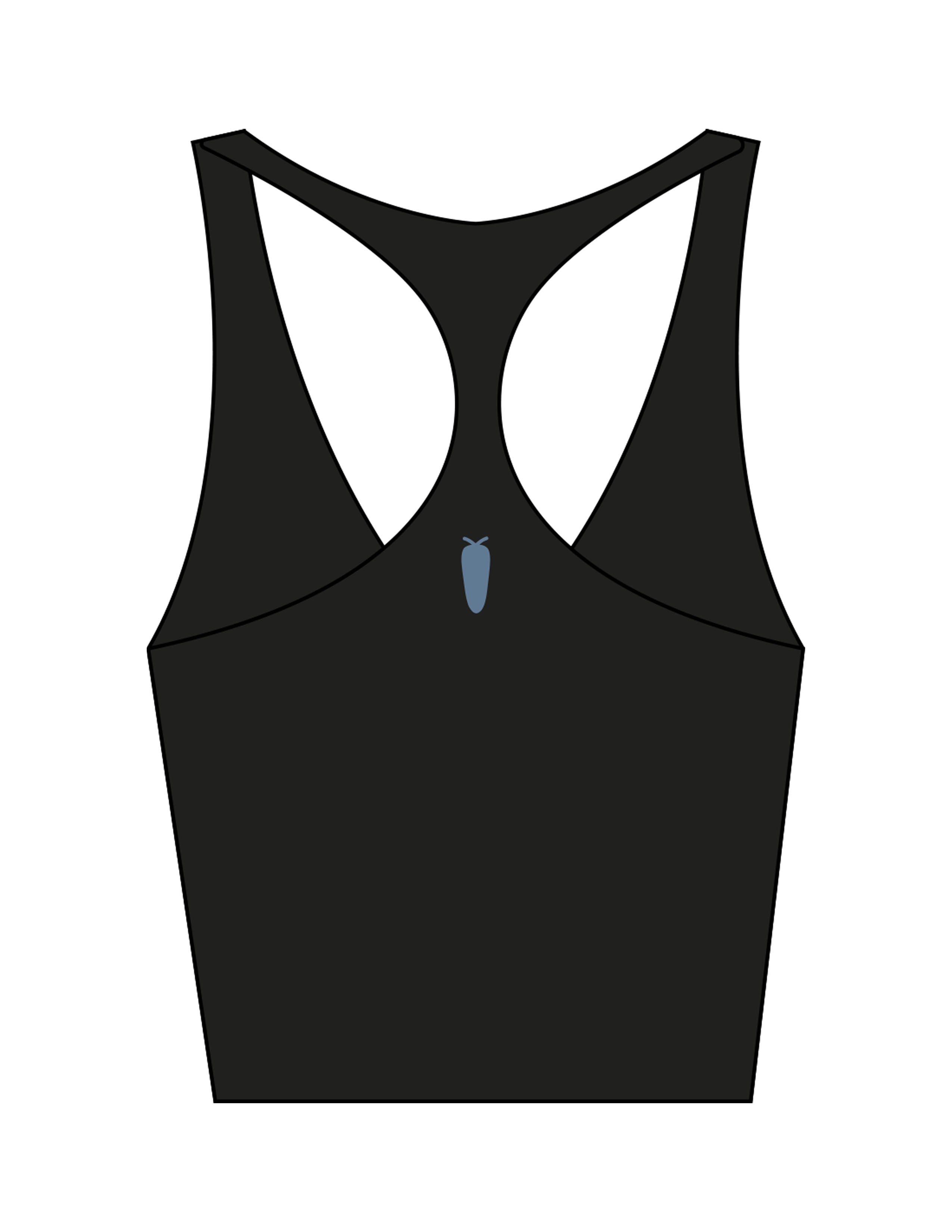 The Racer Tank - Black - BlueCarrot - Left Chest & Center Back - Printed - Blue